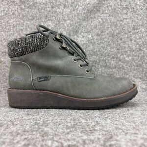 ✅Blowfish Malibu Comet Boots Womens 9 Gray Knit Cuff Lace-Up Wedge Prospector